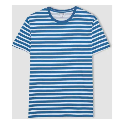 DEFACTO Regular Fit Crew Neck Short Sleeve Striped Pajama Top