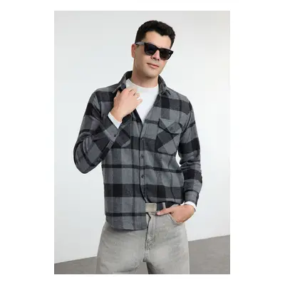 Trendyol Black Regular Fit Winter Checkered Lumberjack Shirt Jacket