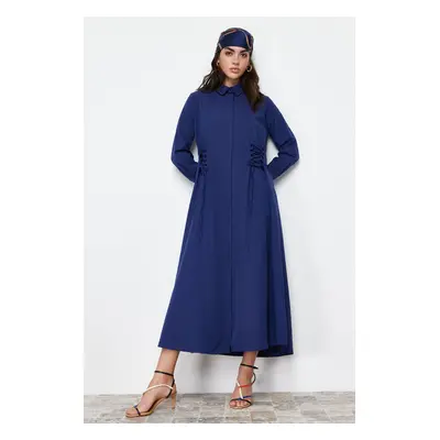 Trendyol Navy Blue Buttoned Side Tie Woven Dress