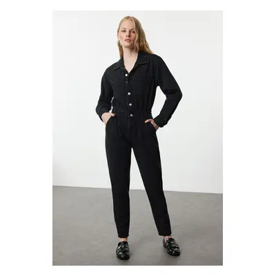 Trendyol Black Waist Detailed Denim Jumpsuit