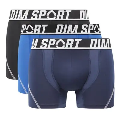 Sada tří pánských boxerek v černé a modré barvě DIM SPORT MICROFIBRE BOXER 3x