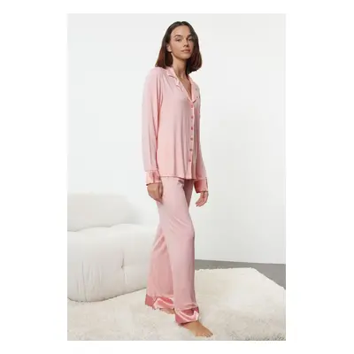 Trendyol Powder Pocket and Satin Detailed Maternity Knitted Pajama Set