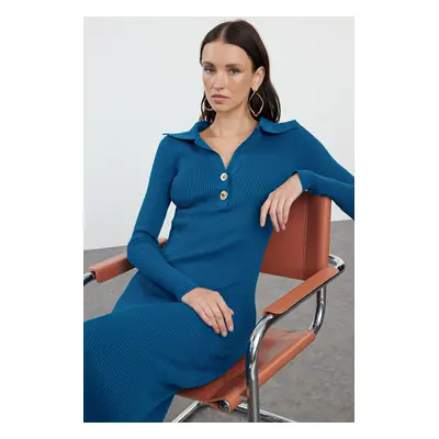 Trendyol Oil Midi Knit Polo Neck Dress