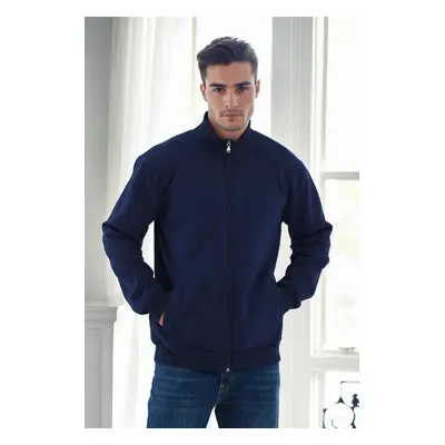 56777 Dewberry Zippered Mens Cardigan-NAVY