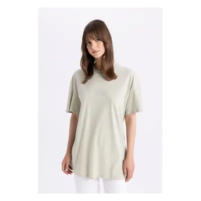 DEFACTO Crew Neck Printed Short Sleeve T-Shirt Tunic