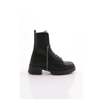 DGN K9018 Women's Lace-up Crystal Stone Boots Black