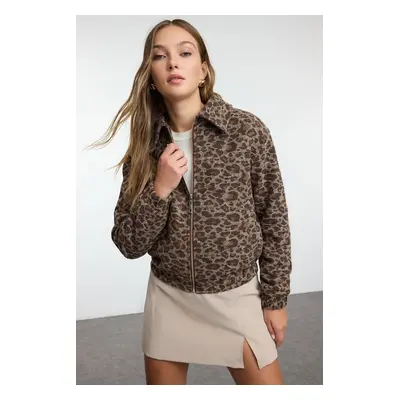 Trendyol Multicolored Brown Regular Fit Leopard Patterned Thin Jacket Coat