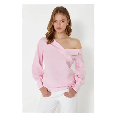 Trendyol Pink Boat Neck Woven Blouse