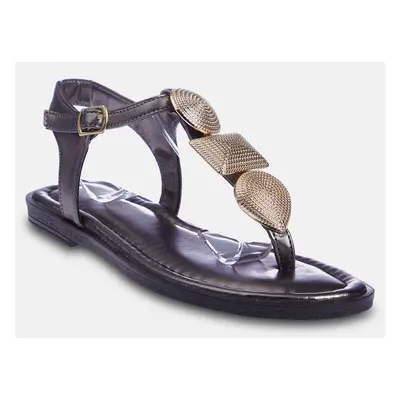 Trendyol Platinum Metal Accessory Detailed Flip Flops Women's Sandals