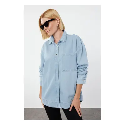 Trendyol Light Blue Oversize Denim Shirt