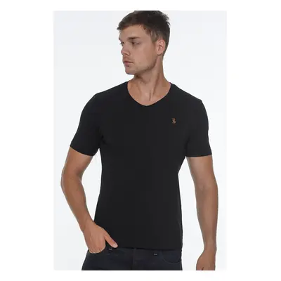 T8568 DEWBERRY V-NECK MEN'S T-SHIRT-BLACK