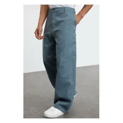 Trendyol Indigo Straight Fit Gabardine Baggy Trousers