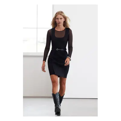 Trendyol Limited Edition Black Belted Suspender Vest Mini Woven Dress