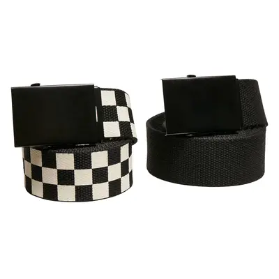 Check And Solid Canvas Belt 2-Pack black/offwhite