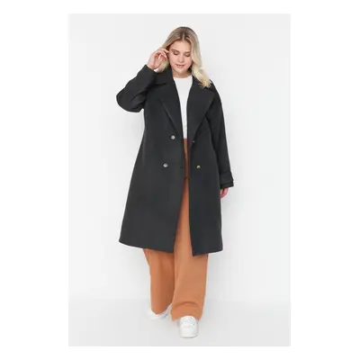 Trendyol Curve Anthracite Oversize Stamp Coat