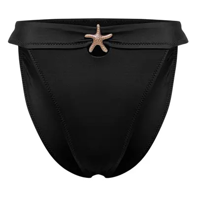 Trendyol Black*001 Plain Panty Accessorized High Waist Bikini Bottom