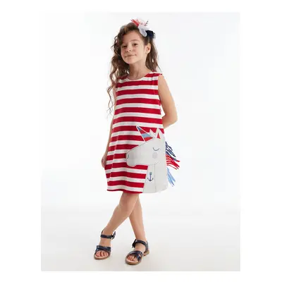 Denokids Red White Striped Unicorn Girls Sleeveless Summer Dress