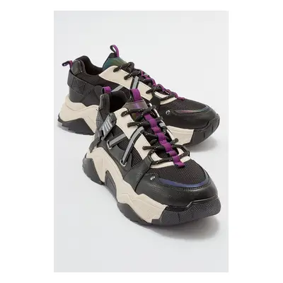 LuviShoes LEONA Black Purple Women's Sports Sneakers