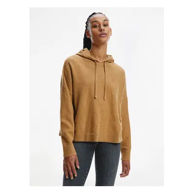 Hnědá dámská mikina s kapucí Tommy Hilfiger Flex Hoodie Sweater - Dámské