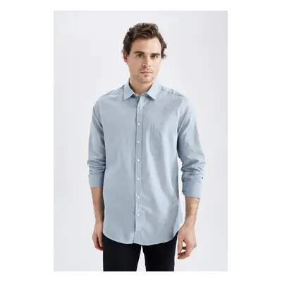 DEFACTO Regular Fit Linen Blend Long Sleeve Shirt