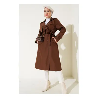 Bigdart Double Breasted Collar Trench Coat - Brown