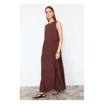 Trendyol Brown Shift/Straight Cut Maxi Sleeveless Woven Dress