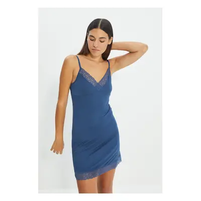 Trendyol Blue Lace Knitted Nightgown