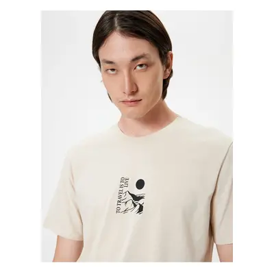 Koton Slogan Printed T-Shirt Short Sleeve Crew Neck Cotton