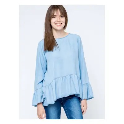 Blouse Euphora a'la jeans fastened with buttons at the back blue