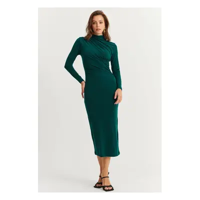 Cool & Sexy Women's Emerald Green Draped Maxi Dress