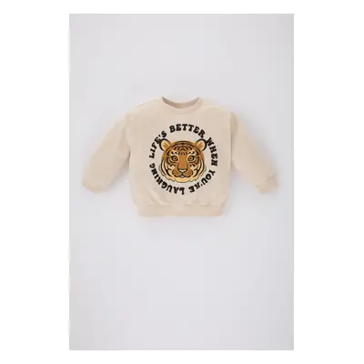 DEFACTO Baby Boy Crew Neck Tiger Pattern Sweatshirt