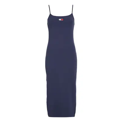 Tommy Jeans Dress - TJW STRAPPY BADGE RIB MIDI DRESS blue