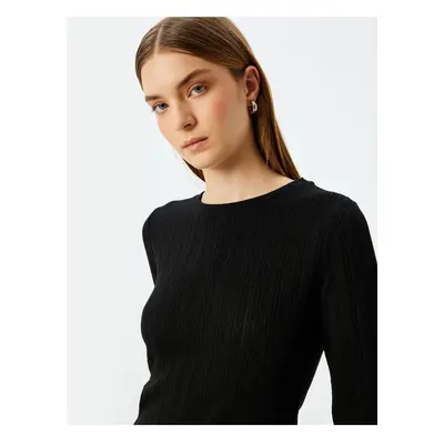 Koton X Zeynep Bastık - Long Sleeve Crew Neck Textured Blouse