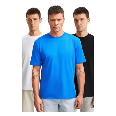 GRIMELANGE Cultivated Men's 3-Pack Thick Texture Regular 100% Organic Cotton Syh/byz/saks T-shir