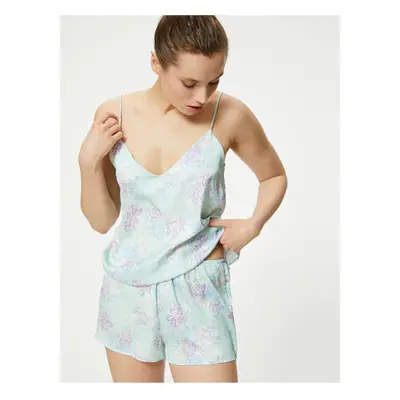 Koton Floral Strap V-Neck Pajama Top