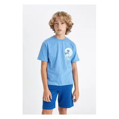 DEFACTO Boy's Crew Neck Printed Short Sleeve T-Shirt