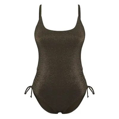 Trendyol Khaki*002 Plain Round Tunnel Strappy Swimsuit