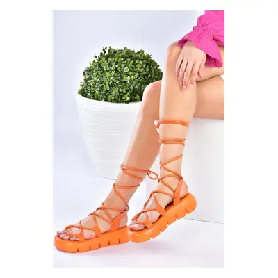 Fox Shoes Women's Orange Thick-soled Ankle Sandals