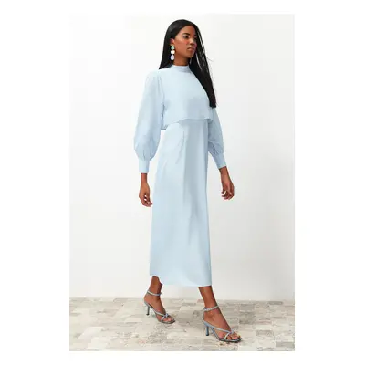 Trendyol Light Blue Aller Piece Detailed Woven Dress