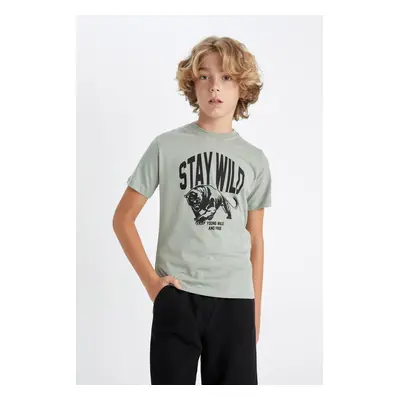 DEFACTO Boy's Crew Neck Printed Short Sleeve T-Shirt