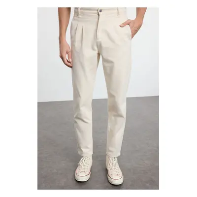 Trendyol Stone Unisex Pleated Stitched Balloon Fit Woven Gabardine Trousers