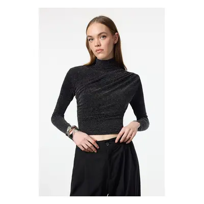 Trendyol Anthracite Glitter Knitted Blouse