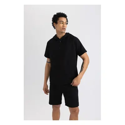 DEFACTO Fit Standard Fit Hooded Pocket Short Sleeve T-Shirt