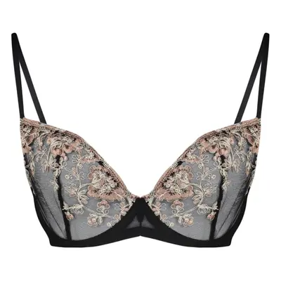 Trendyol Curve Black Embroidered Balconette Lace Bra