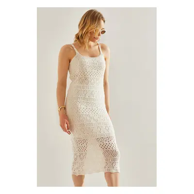 Bianco Lucci Women's Openwork Lined Knitwear Dress