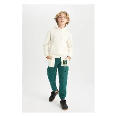 DEFACTO Boys Printed Cargo Pocket Elastic Waist Leg Jogger Sweatpants