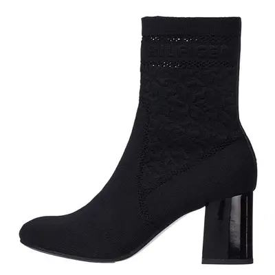 Tommy Hilfiger Boots - TH KNITTED MID HEEL BOOT black