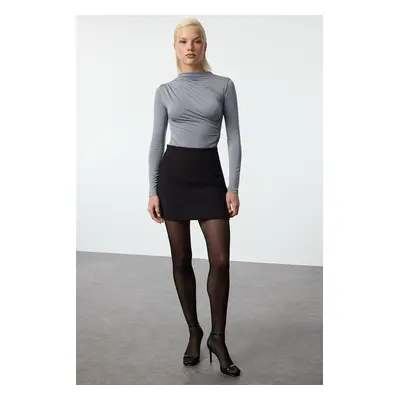 Trendyol Gray Body-Sit Knitted Bodysuit with Collar Detail