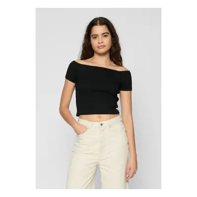 Dámské tričko Off Shoulder Rib Tee 2-balení červenovínové+černé