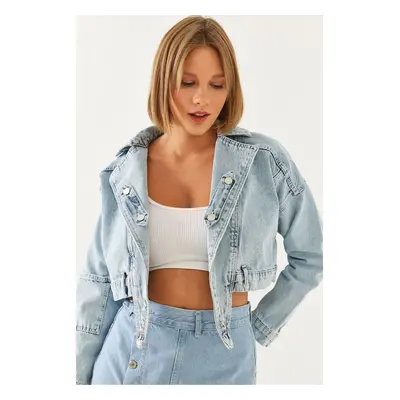 Bianco Lucci Women's Crop Denim Jacket